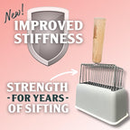 2 PACK Sprinkle & Sweep Metal Cat Litter Scoop - Heavy Duty Litter Scooper & Speed Sifter with Comfortable Beech Wood Grip - Washable Convenient Stand for Easy and Efficient Cleaning