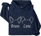 Custom Dog Mom Shirt for Women Pet Ears Sweatshirt with Name Unique Puppy Line Art Cute Dad Hoodie for DogDad Owner Lover