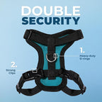 Voyager Escape-Proof Step-in Lock Cat Harness & 5ft Neoprene-Handle Leash Set All-Weather Mesh with Reflective Stitching for Small to Large Cats by Best Pet Supplies, Turquoise/Black Trim, XS