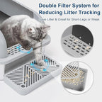 Enclosed Stainless Steel Cat Litter Box with Lid Extra Large Litter Box for Big Cats XL Metal Litter Pan Tray with High Wall Sides Enclosure, Non-Sticky, Anti-Leakage, Easy Cleaning