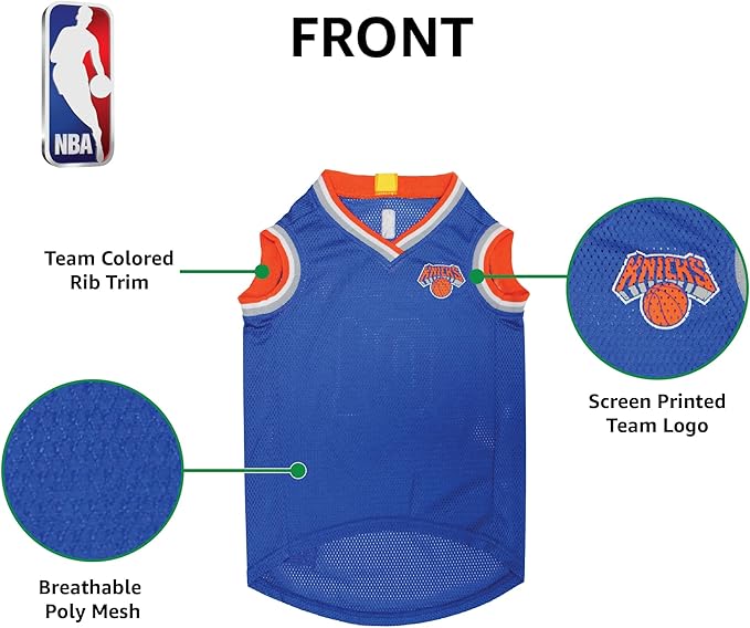 Pets First NBA NEW YORK KNICKS DOG Jersey, Large - Tank Top Basketball Pet Jersey