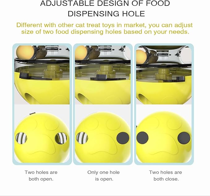 Cat Toy for Indoor Cats Wobble KittenTreat Dispensing Ball Food Dispenser Puzzle Slow Feeder Balls Kitty Stimulating Indoor Interactive Brain Game Toys Gift (Yellow)