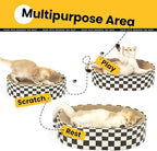 Cat Scratcher Cardboard,2 in 1 Oval Cat Scratch Pad Bowl for Indoor Kitty Grinding Claw,Round Kittens Scratching Board Corrugated Lounge Pet Beds&Furniture Protector for Sofas
