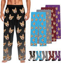 Custom Couple Pajama Pants Sock with Funny Face, Personalized PJ Anniversary Birthday Women Men Pants