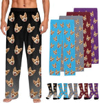 Custom Couple Pajama Pants Sock with Funny Face, Personalized PJ Anniversary Birthday Women Men Pants