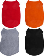 4 Pcs Cat Shirts Solid Color Dog Clothes Summer Sleeveless Pet T Shirts for Small Pet Dogs Cat (Black,Grey,Red,Orange, Medium)