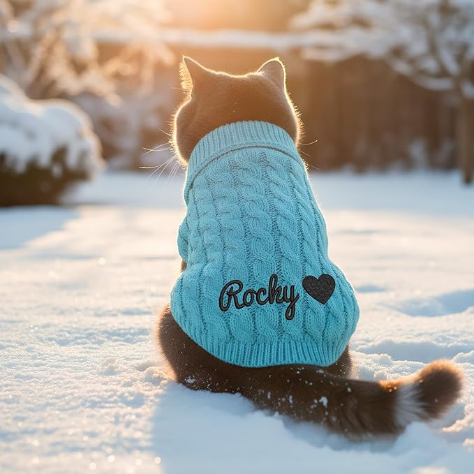 Custom Dog Sweater with Embroidered Name Personalized Knitted Winter Clothes for Small Medium Large Dogs Soft Pet Sweater for Cats Girl Boy Christmas Birthday Gifts