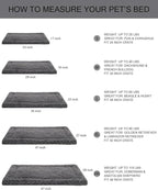 Washable Dog Bed Mat Pet Crate Pad Soft Fluffy Pet Kennel Beds Dog Sleeping Mattress for Large Jumbo Medium Small Dogs, 21 x 13 Inch, Gray