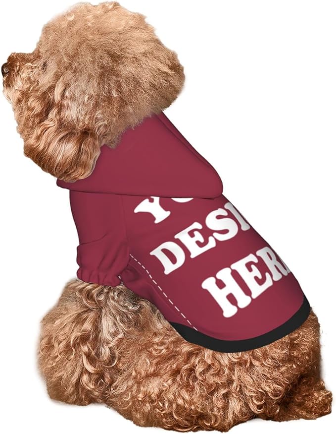 Personalized Dog Hoodie, Custom Dog Costumes for Small Dogs, Holiday Happy Dog Clothes Football Pet Shirt Sweater with Name Number for Girl/Boy Cats/Kitten, Wine, M