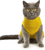 Stretchy Cat Sweater - 17 Colors & 6 Sizes | Snug Winter-Ready Knit for Boy/Girl Cats & Kittens(Dark Yellow, Large)