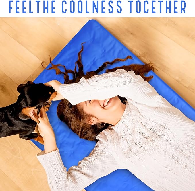 Cooling Pad Mat for Sleep Cooling Mattress Pad Gel for Bed, Relieve Pain, Summer Hot Flashes, Adult, Pets, No Water or Electricity Required (Blue,60 x 20 Inch)
