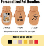 Custom Dog Hoodie, Personalized Sweatshirt with Photo Text Name Logo, Customized Hooded Sweater for Small Medium Large Dogs & Cats (Brown, XXXX-Large)