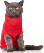 Stretchy Cat Sweater - 17 Colors & 6 Sizes | Snug Winter-Ready Knit for Boy/Girl Cats & Kittens(Red, X-Small)