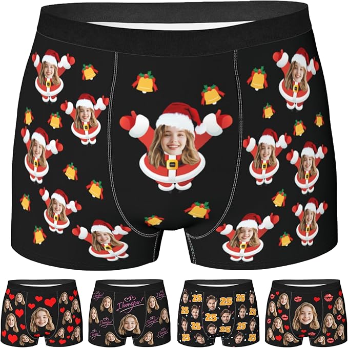 Personalized Underwear for Men with Face Custom Face Boxers Customized Boxer Briefs Funny Gifts for Him Husband Boyfriend