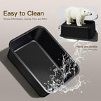 Stainless Steel Cat Litter Box - Large Metal High Sided Litter Pan, Non-Stick & Odor-Free, Easy to Clean, Anti-Leakage Pet Toilet for Cats/Kittens/Rabbits（17.7" L x 13.8" W x 6" H）