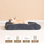 EHEYCIGA Fluffy Dog Crate Bed for Small Dogs, Plush Faux Fur Crate Pad, Calming Anti Anxiety Small Dog Bed, Washable Soft Warm Mat with Non-Slip Bottom, Dark Grey