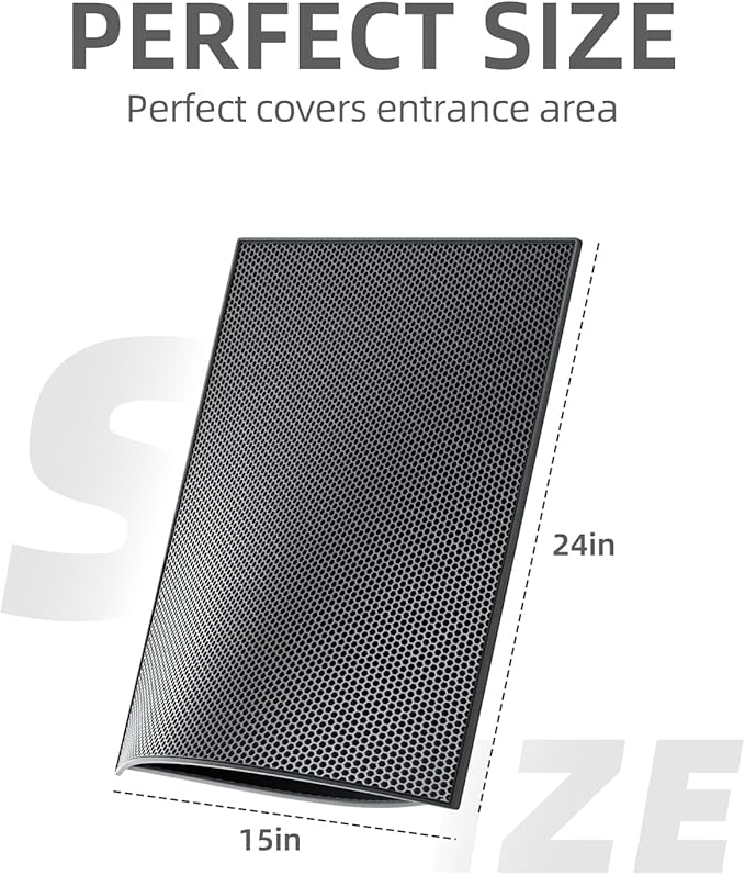 ESTHELLO Cat Litter Mat, Cat Litter Trapping Mat, Honeycomb Double Layer Design, Easy to Clean,Washable (24’ ’ x 15’ ’ Black