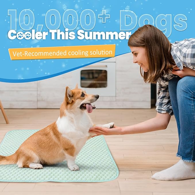 Mora Pets Dog Cooling Mat Breathable Cooling Pad for Dog Cats Washable Pet Cooling Mat for Indoor Outdoor Pets with Non-Slip Bottom 28 x 22 inch Small