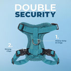 Voyager Escape-Proof Step-in Lock Cat Harness & 5ft Neoprene-Handle Leash Set All-Weather Mesh with Reflective Stitching for Small to Large Cats by Best Pet Supplies, Turquoise, XXXS