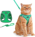 Rttochfy Cat Harness and Leash Set, Escape Proof Kitten Harness, Soft and Breathable Vest with Reflective Strip, Easy to Wear for Cats Walking and Traveling (Green, XXS)