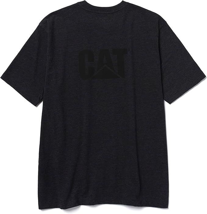 CAT Men's Trademark T-Shirts with Shape-Retention Rib Trim Spandex, Tagless Neck, and Cat Logo on Left Chest