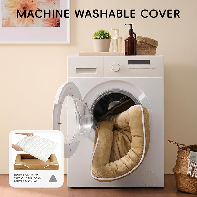 Homemate Dog Bed for Extra Large Dog: 48x35 inch Orthopedic Large Dogs Bed XXL Outdoor Pet Cat Bed Sofa Supplies with Toy Dogs Crate Pad Couch with Removable Washable Cover & Non-Slip Botton Brown