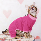 PUMYPOREITY Cat Recovery Suit, Stops Wound Licking After Surgery, Sticky Hair Shirt with Sticky Fabric, Cat Pajamas Prevents Over-Grooming, Pink, S