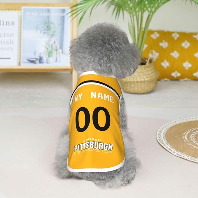 Pitsburgh Custom Pet Jersey Dog Clothes Jersey Various Sizes Customized Any Name & Number for Small & Middle and Big Dogs