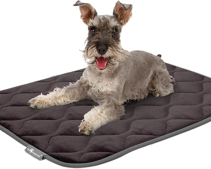 Paw Inspired Washable Padded Crate Mats for Dogs | 35” x 22” Pad, Fits 36-inch Kennels | Leakproof, Plush Pet Beds (Gray)