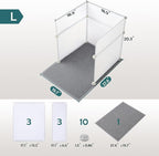 MEEXPAWS Cat Litter Box Enclosure Splash Guard Large L19×W19×H20 inch, Light Weight Plastic Sheets with Cat Litter Mat Easy Clean (White)