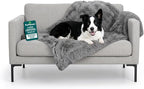 Furhaven Waterproof Throw Blanket for Dogs & Indoor Cats, Washable - Shaggy Plush Calming Long Faux Fur & Velvet Dog Blanket - Gray, Large