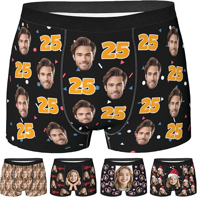 Personalized Underwear for Men with Face Custom Face Boxers Customized Boxer Briefs Funny Gifts for Him Husband Boyfriend