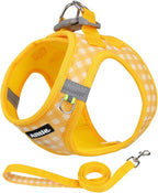 AIITLE Breathable Mesh Dog Vest Harness, No Pull Escape Proof Vest Harnesses with Reflective Bands, Adjustable Plaid Pet Outdoor Harnesses for Small and Medium Dogs Yellow M