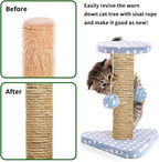 Natural Sisal Rope 1/4 Inch by 32-Feet for Cat Scratching Post Tree Tower Replacement Repair and Replace, DIY Hemp Twine Rope for Kittens Shelves Furniture Window Bed Perch House, 6mm by 10m