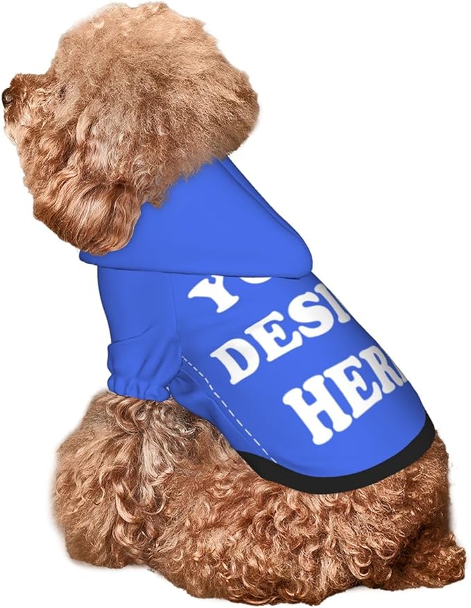 Dog Clothes, Custom Dog Hooded Sweatshirt, Personalized Pet Costume Robe Shirt with Text/Image/Club Name/Pet Shop Logo for Small Medium Large Dogs and Cats, RoyalBlue, XS