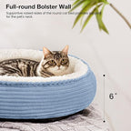 Love's cabin Round Donut Cat and Dog Cushion Bed, 20in Pet Bed for Cats or Small Dogs, Anti-Slip & Water-Resistant Bottom, Super Soft Durable Fabric Pet beds, Washable Luxury Bed Sky Blue Stripe