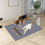 Cat Food Mat, 34" x 22" Large Silicone Pet Feeding Mat with Raised Edge Pet Placemat for Food and Water Bowl Non-Slip, Easy to Clean, Floor Protection (Dark Grey)