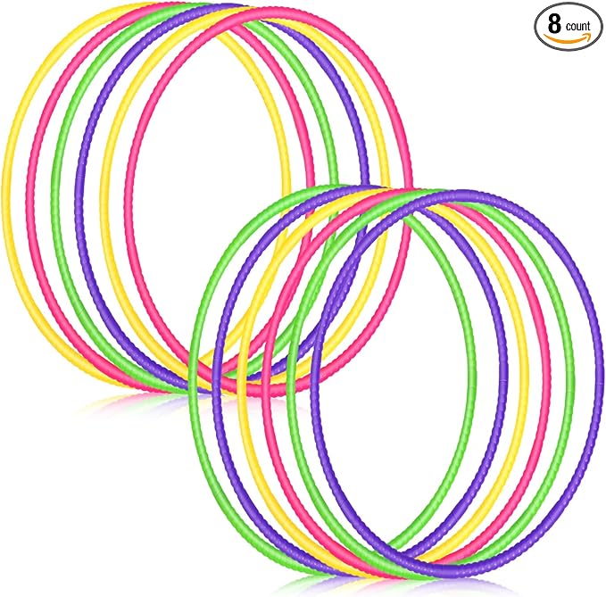 Sratte 8 Pcs Color Hoop Detachable Adjustable Exercise Ring Plastic Hoop for Gymnastics Dog Agility Equipment Party Decor, 4 Colors
