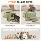 Stainless Steel Cat Litter Box with Scoop, Metal Litter Box High Sided, Cat Litter Box Enclosure, XL Extra Large High-Sided Litter Boxs (Anti-Urine Leakage, Include Scoop) (Green)