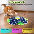 Interactive Cat Toys with Moving Feather Concealed in Mat, Motion Activated, Mouse Squeaky, Rechargeable Cat Exercise Toys for Bored Cats