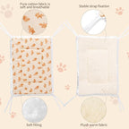 Reversible Silent Cat Bed Self Warming Pet Pad Thin Style Mat Washable Cushion Pad, Pad for Window Perch Outdoor Cat Houses, for Cats, Small Dogs, Rabbits, Non Electric,(Brown Puppy,M)