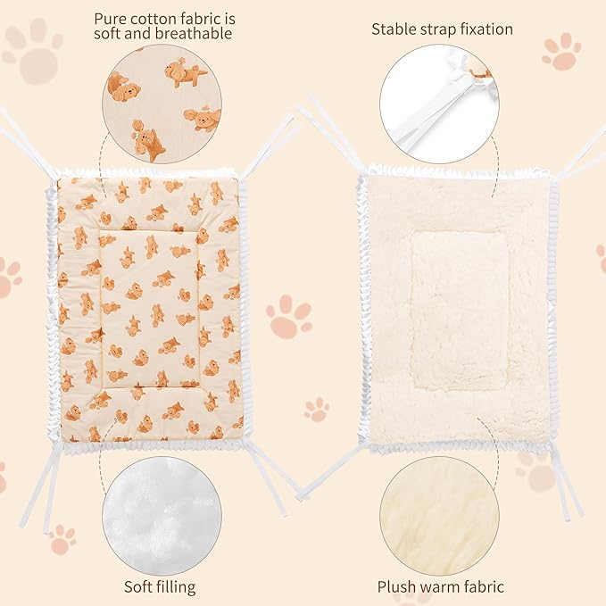 Reversible Silent Cat Bed Self Warming Pet Pad Thin Style Mat Washable Cushion Pad, Pad for Window Perch Outdoor Cat Houses, for Cats, Small Dogs, Rabbits, Non Electric,(Brown Puppy,M)