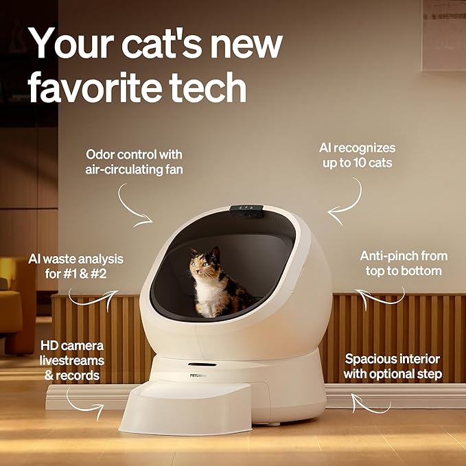 Bundle of PETLIBRO Upgrade Luma Automatic Cat Litter Box AI Camera Waste Analysis+ PETLIBRO RFID Automatic Cat Feeder, Collar Tag-Activated Personalized Meals, 5G&2.4G Wi-Fi Programmable