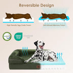 EHEYCIGA Orthopedic Dog Bed for Medium Dogs, Waterproof Memory Foam Medium Dog Beds with Sides, Non-Slip Bottom and Egg-Crate Foam Pet Couch Bed with Washable Removable Cover, Dark Green