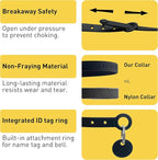 Silicone Cat Collar - Soft, Comfortable, and Lightweight Breakaway Collar with Name Tag Ring for Outdoor Cats and Sensitive Skin Pets by Nuvuq (6 ⅞" to 10 ¼", Black)