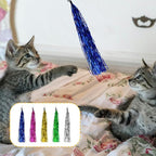 Andiker 7Pcs Cat Wand Toy, Cat Toy Set with 1 Long Steel Wand, 1 Double Headed Hook & 5 Crinkle Teaser Refills Stimulate Hunting Instincts Interactive Cat Toys for Indoor Cats and Kittens (Thin)