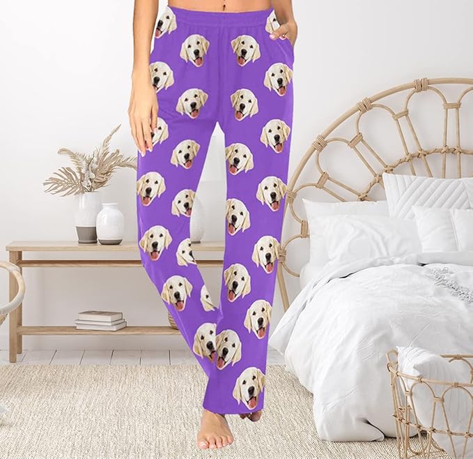 Custom Face Pajamas Pants Personalized Sleepwear Bottoms for Women XS-XXL
