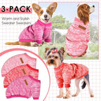 3 Pack Dog Sweaters for Small Dogs Girl Boy Winter Fleece Clothes Warm Soft Dog Sweatshirt Outfit for Dogs Cats Pet Apparel (Rose+Red+Pink, Small)