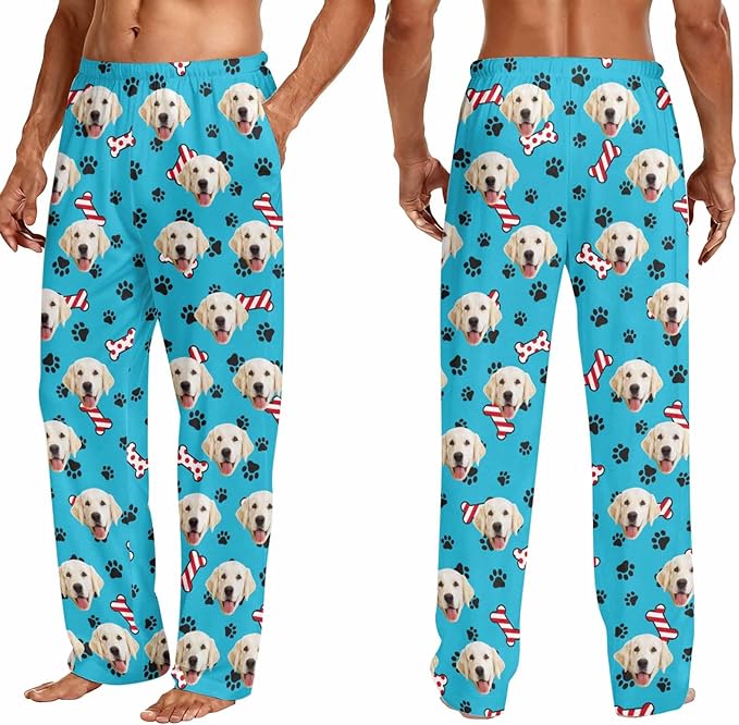 Custom Couple Pajama Pants Sock with Funny Face, Personalized PJ Anniversary Birthday Women Men Pants