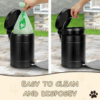 5L/1.3 Gal Dog Poop Trash Can with Lid - Stainless Steel Outdoor Pet Waste Bin, Step Pedal Soft Close Garbage Can for Backyard, Bathroom, Office - Odor Control, Farmhouse Retro Style (Black)